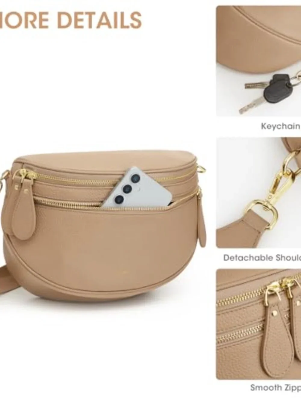 Top Grain Leather Crossbody Bum Bag with RFID Blocking, Adjustable Strap